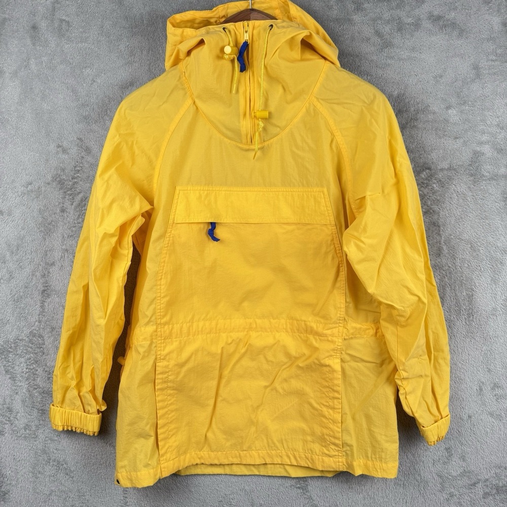 Eddie Bauer Anorak Jacket Mens S Yellow Hoodie Nylon Windbreaker Gorpcore‎ VTG